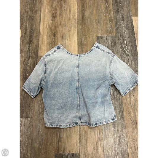 Blouse Short Sleeve By Zara In Blue Denim, Size: M