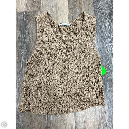 Top Sleeveless By Zara In Tan, Size: M