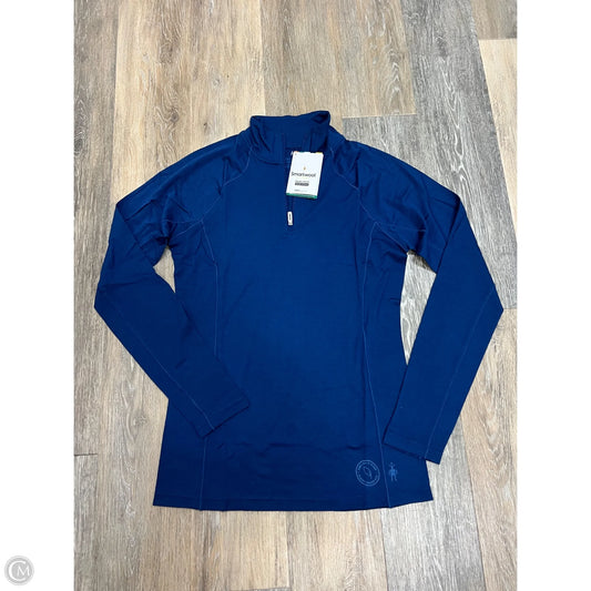 Athletic Top Long Sleeve Collar By Smartwool In Navy, Size: M