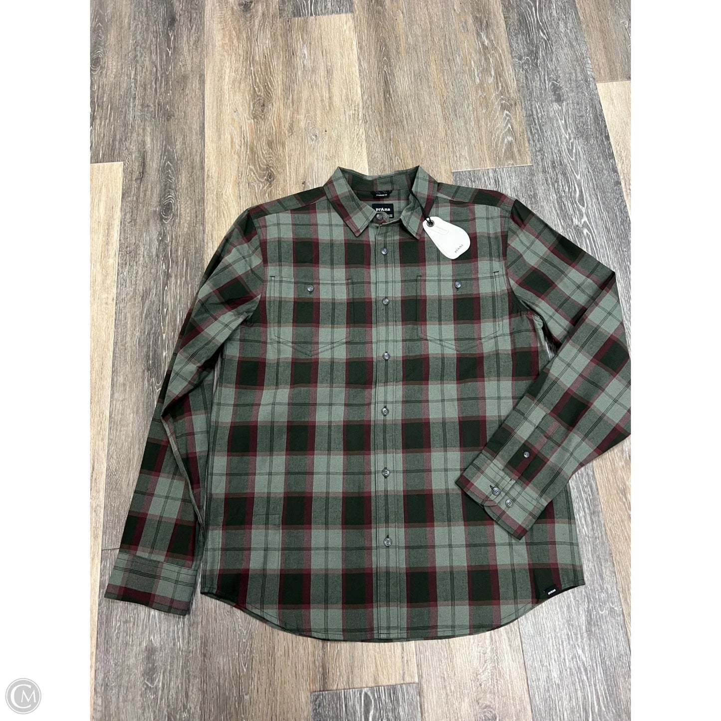 Blouse Long Sleeve By Prana In Plaid Pattern, Size: M (men’s)