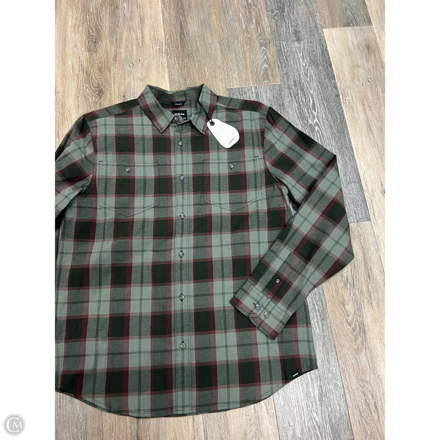 Blouse Long Sleeve By Prana In Plaid Pattern, Size: M (men’s)