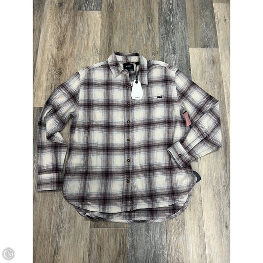 Blouse Long Sleeve By Prana In Plaid Pattern, Size: S