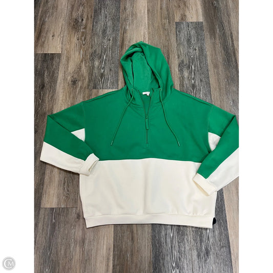 Sweatshirt Hoodie By Z Supply In Cream & Green, Size: M