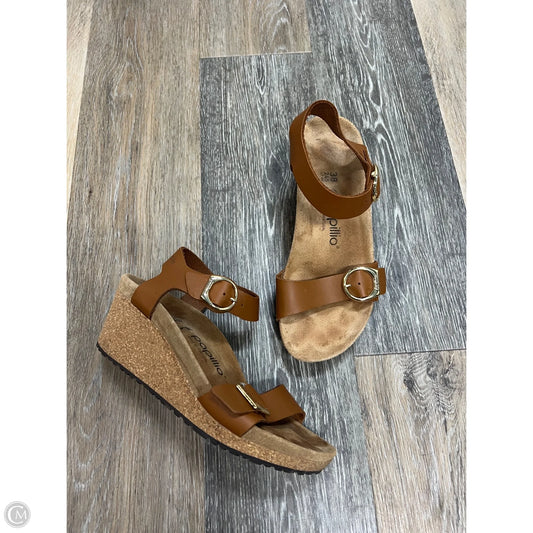 Sandals Heels Wedge By Papillio In Brown, Size: 7