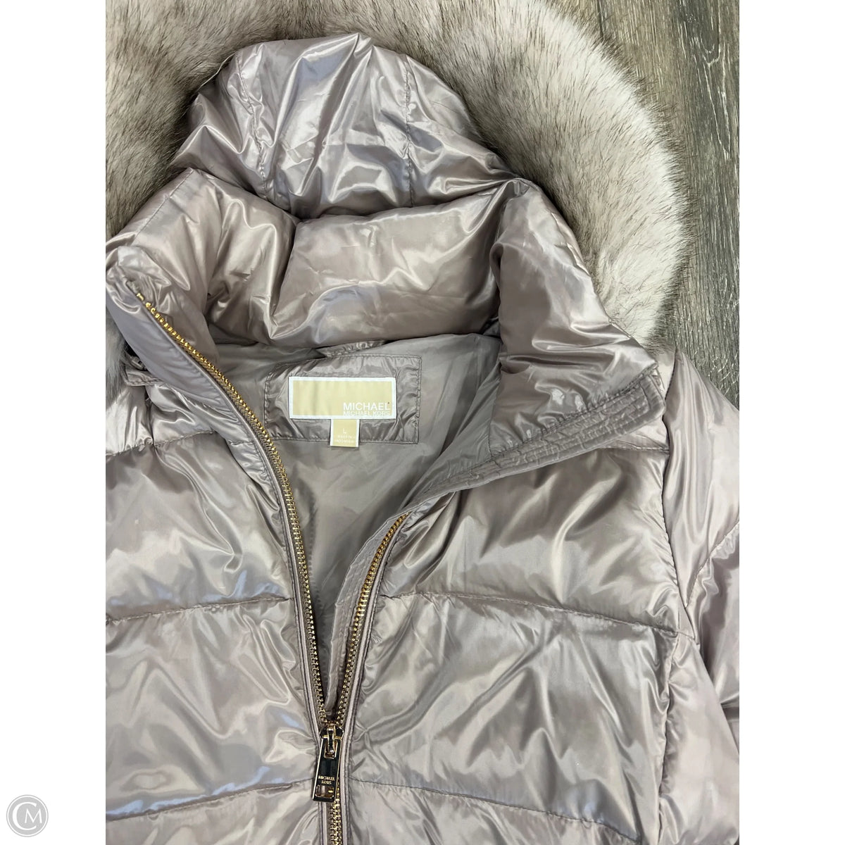 Coat Parka By Michael By Michael Kors In Silver, Size: L