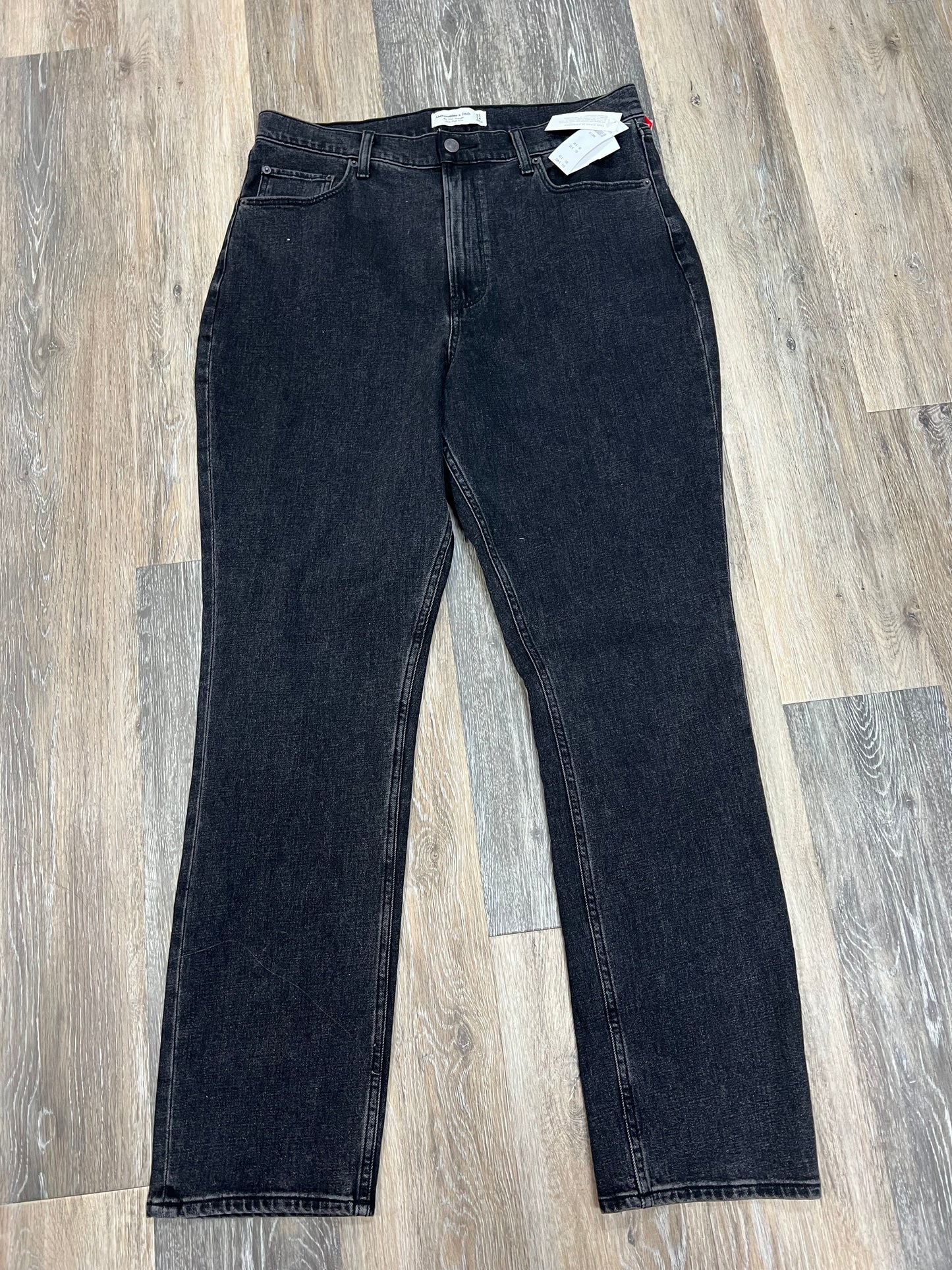 Black Denim Jeans Straight Abercrombie And Fitch, Size 14/32