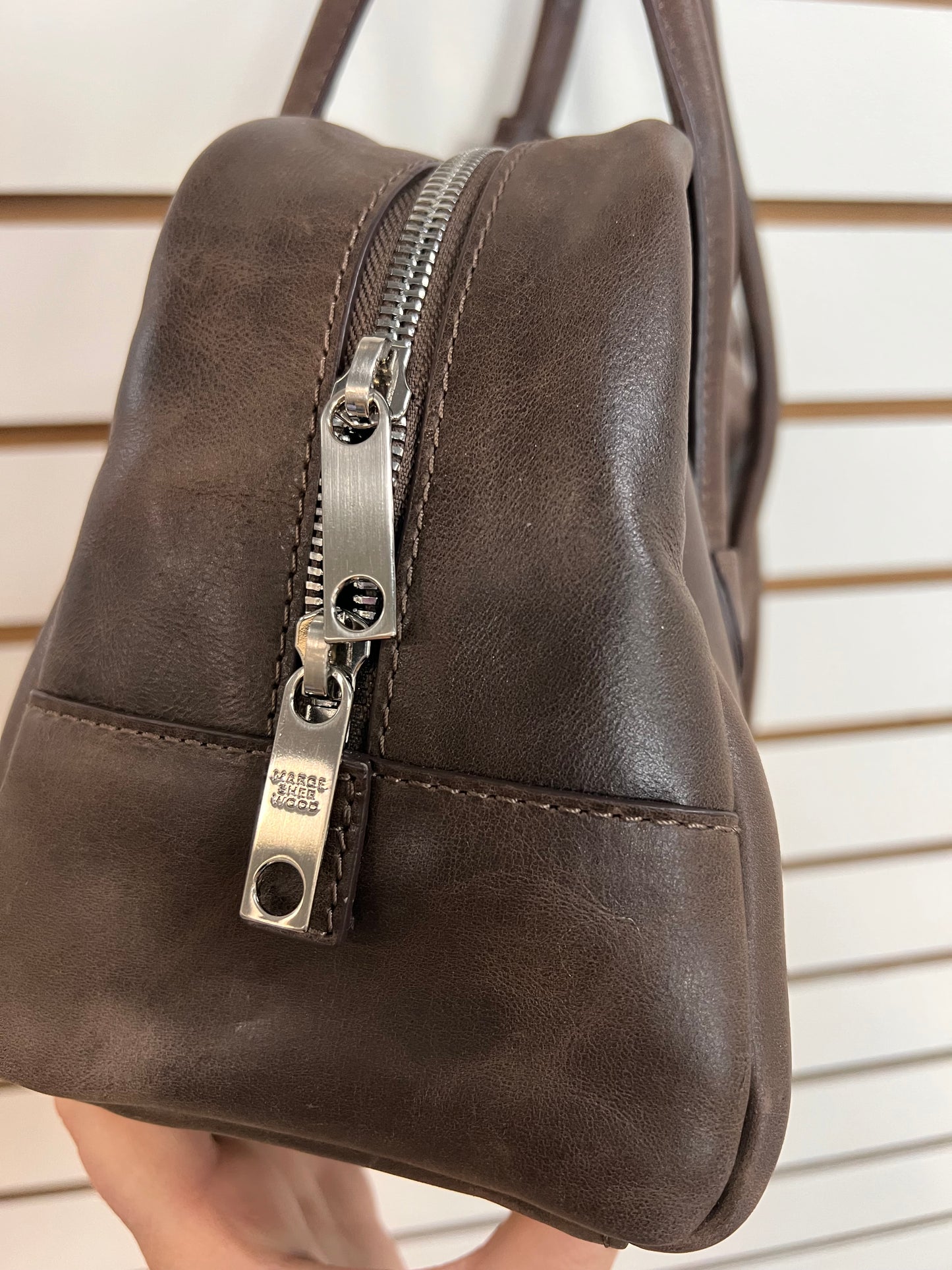 HANDBAG DESIGNER LEATHER by  Marge Sherwood In BROWN, Size: MEDIUM