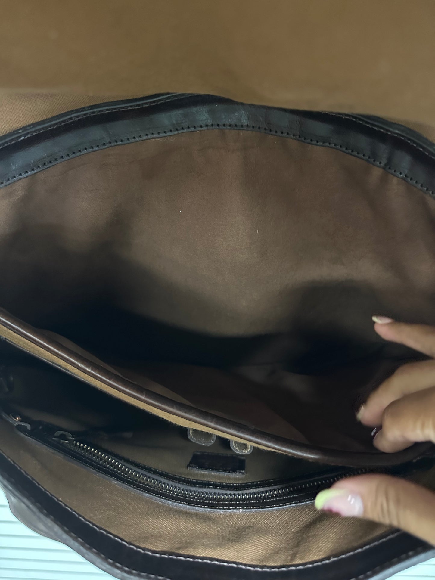 Handbag Leather By Mission Mercantile Leather Goods, Size: Large