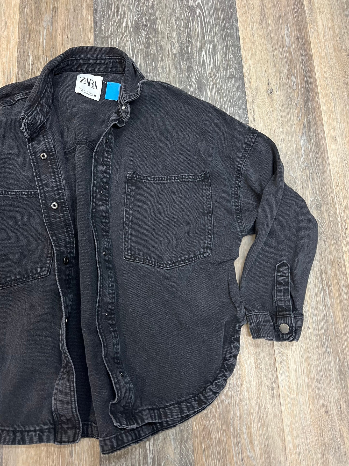 Jacket Denim By Zara In Grey Denim, Size: M