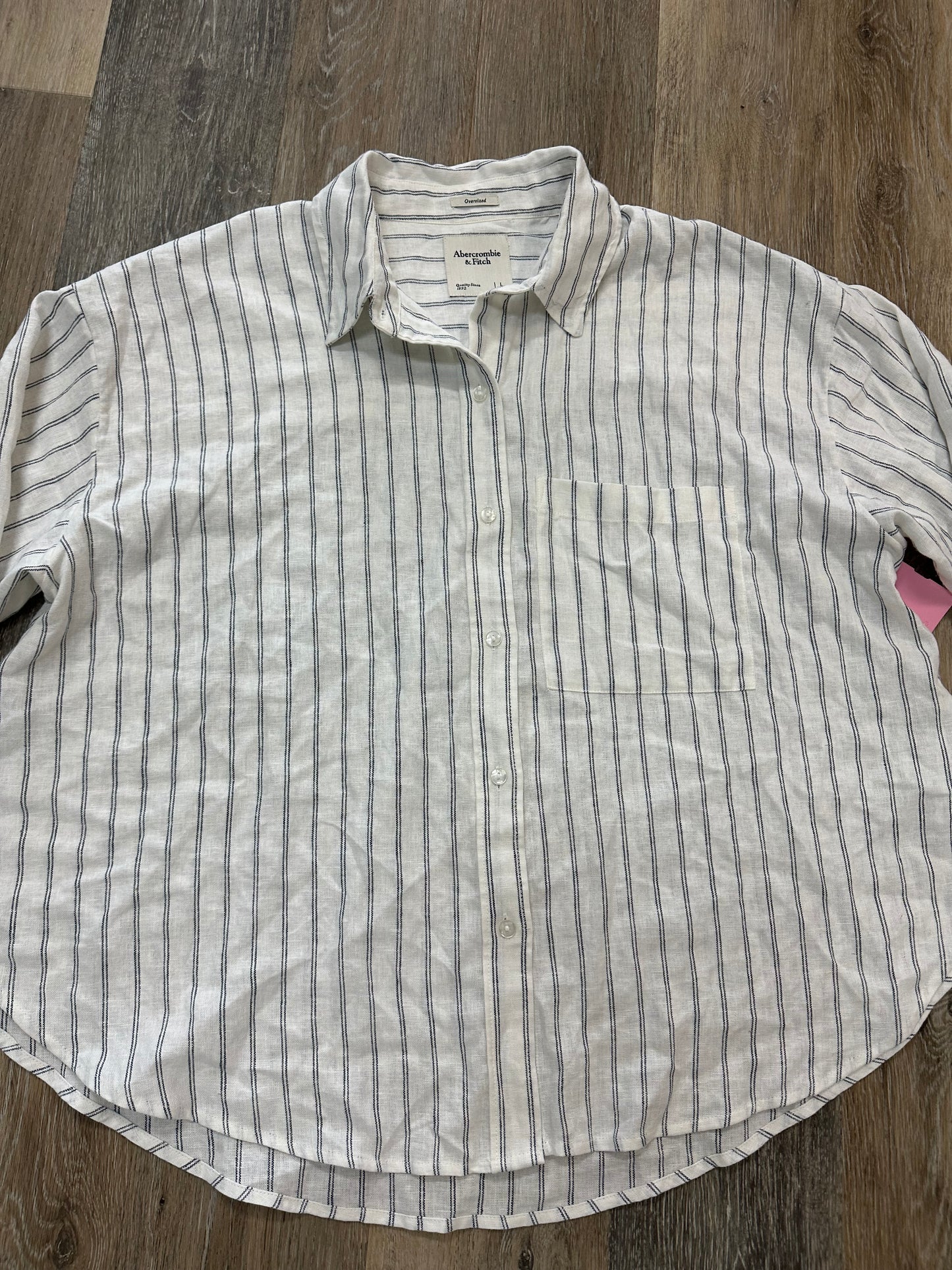 Blouse Long Sleeve By Abercrombie And Fitch In Striped Pattern, Size: L