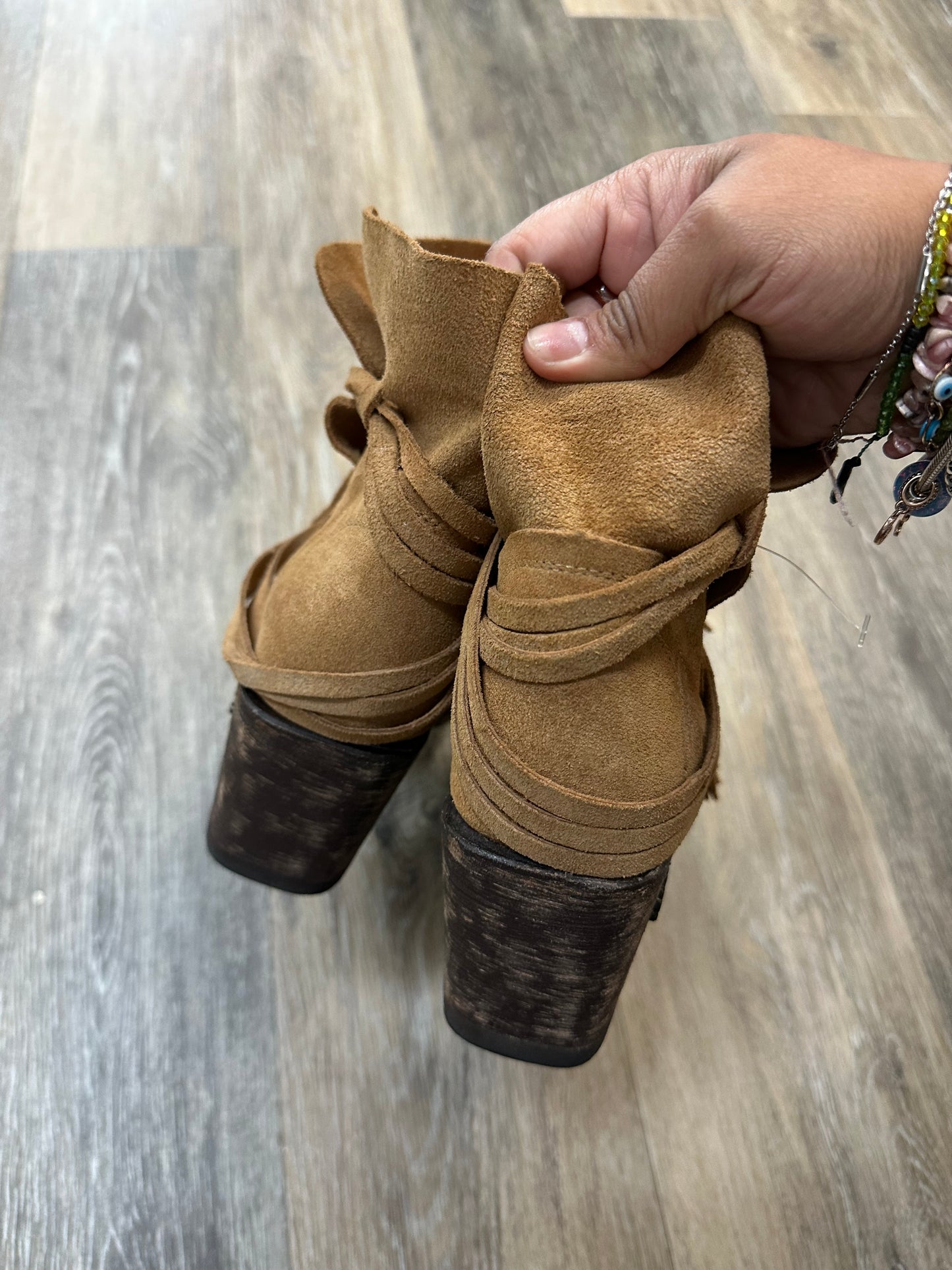 Boots Ankle Heels By Miss Macie In Tan, Size: 8.5