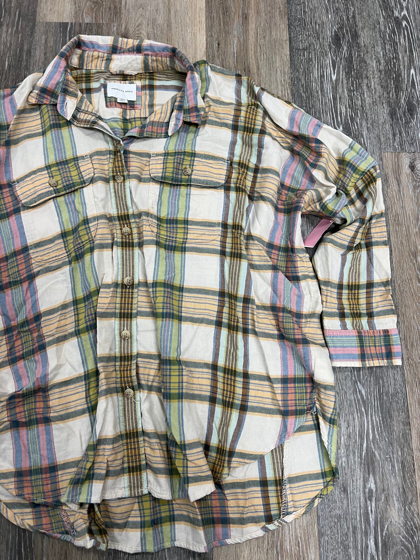 Blouse Long Sleeve Flannel By American Eagle  Size: S